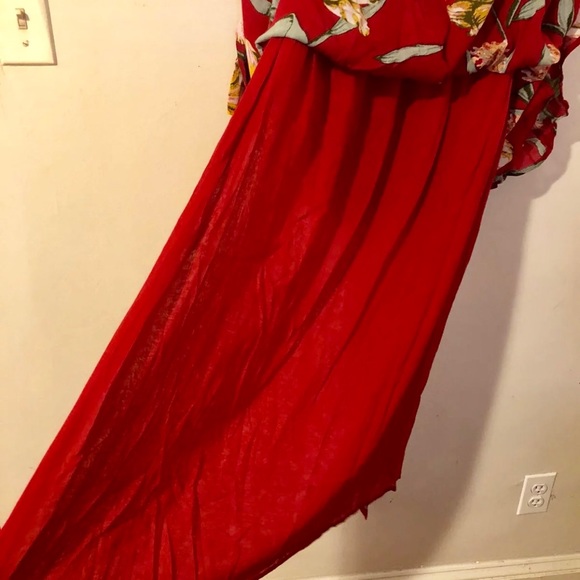 🚫❌SOLD🚫❌Burnt Color Red Floral Maxi Dress - Picture 2 of 8